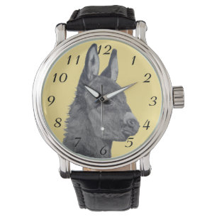Reloj De Pulsera dibujo de lápiz blanco y negro del burro lindo