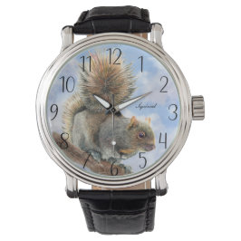 Reloj De Pulsera Dibujo de lápiz de ardilla gris