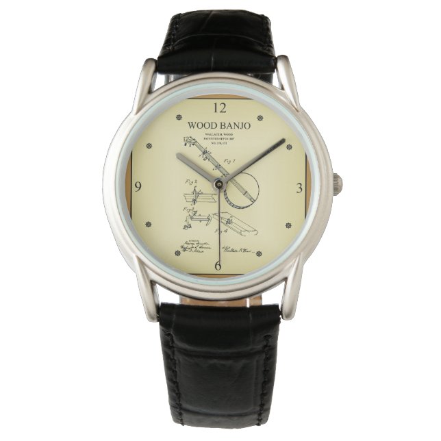 Reloj De Pulsera Dibujo de patentes ~ Wallace B. Wood ~ Banjo de ma (Anverso)
