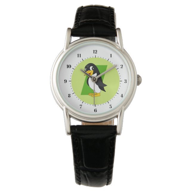 Reloj De Pulsera Dibujo de pingüino lindo - verde (Anverso)