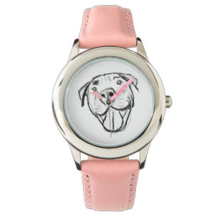 Reloj De Pulsera dibujo de pitbull simple amantes de perros blanco