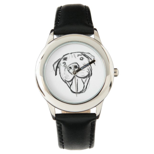 Reloj De Pulsera dibujo de pitbull simple amantes de perros blanco  (Anverso)