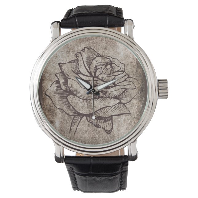 Reloj De Pulsera Dibujo de tinta Rosa (Anverso)