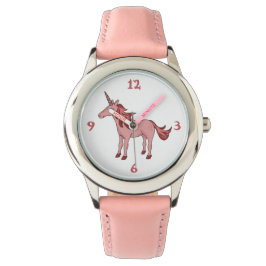 Reloj De Pulsera Dibujo de Unicornio de color rosa agudo