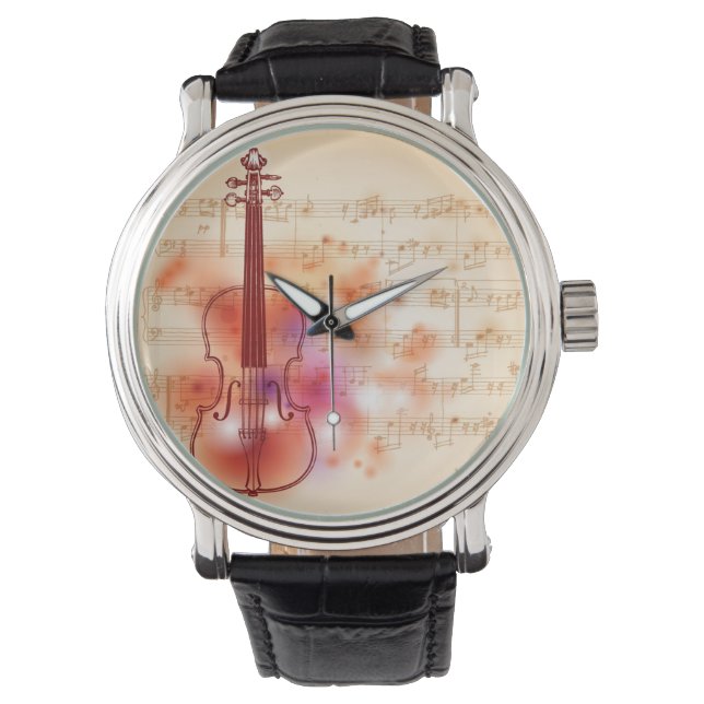 Reloj De Pulsera Dibujo en el fondo acuarela del violín (Anverso)