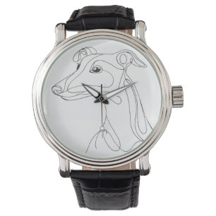 Reloj De Pulsera Dibujo en línea de galgo gris - Diseño minimalista