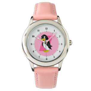 Reloj De Pulsera Dibujo mono de pingüino - rosa