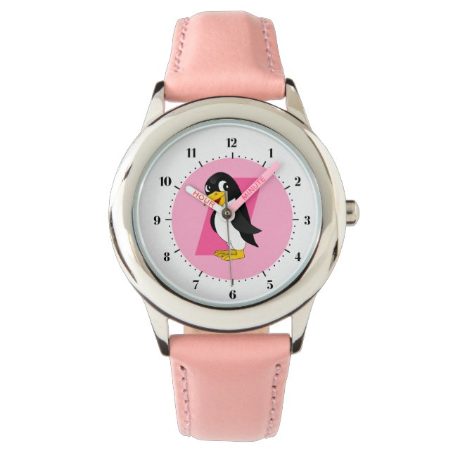 Reloj De Pulsera Dibujo mono de pingüino - rosa (Anverso)