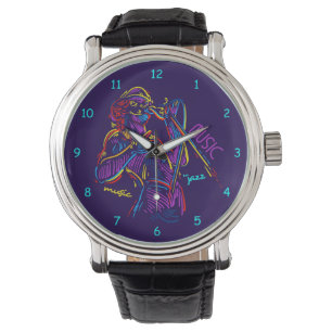 Reloj De Pulsera Dibujo Neon de resumen de música jazz