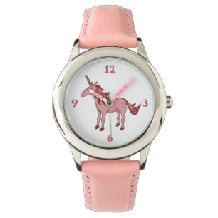 Reloj De Pulsera Dibujo unicornio de color rosa oscuro