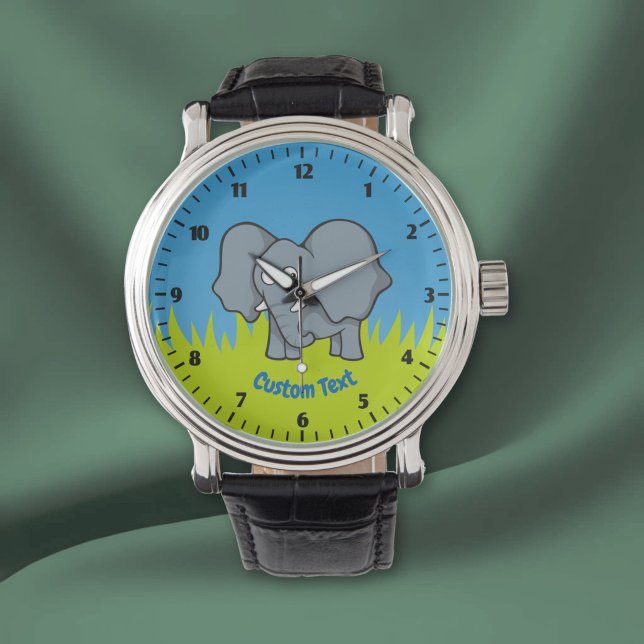 Reloj De Pulsera Dibujos animados de elefante gris para ver (Subido por el creador)
