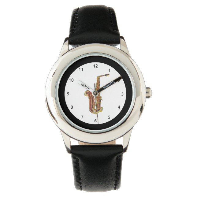 Reloj De Pulsera Dibujos animados de saxofón para ver (Anverso)