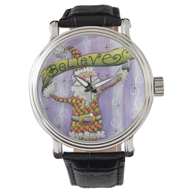Reloj De Pulsera Dibujos Navideños Lindos, Creo en Santa Claus (Anverso)