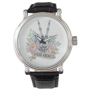 Reloj De Pulsera "Difunde Amabilidad" Signo de Paz de Esqueleto – A