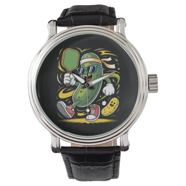 Reloj De Pulsera Dill pickle jugando pickleball (Anverso)