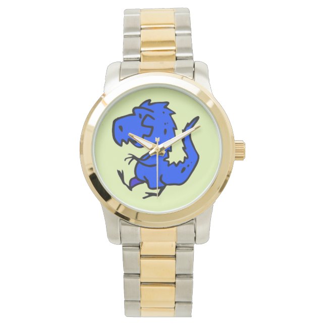 Reloj De Pulsera Dino azul divertido para caminar (Anverso)