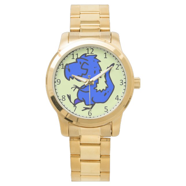 Reloj De Pulsera Dino azul divertido para caminar (Anverso)