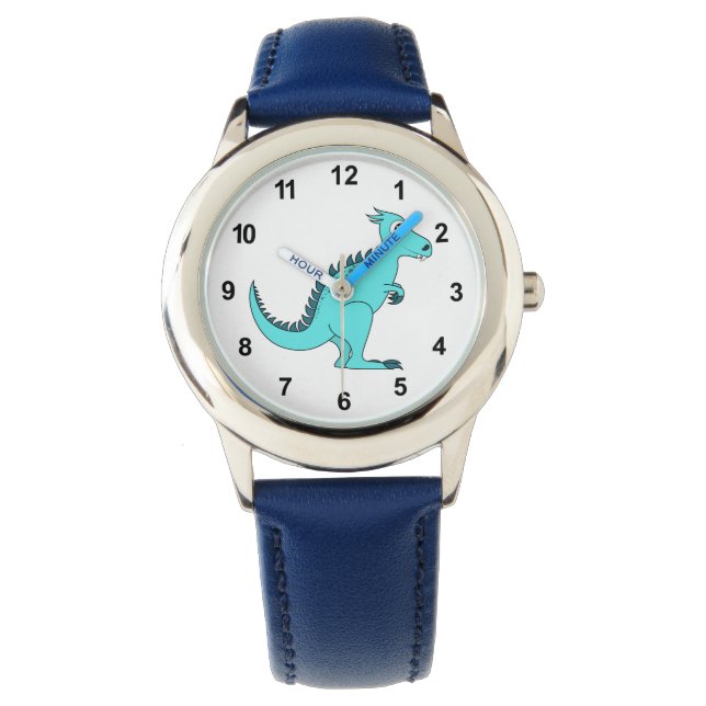 Reloj De Pulsera Dinosaurio azul (Anverso)