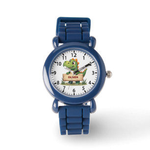 Reloj De Pulsera Dinosaurio lindo con letrero de nombre personaliza