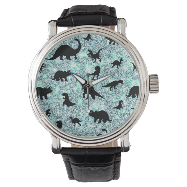 Reloj De Pulsera dinosaurio sombra T-rex en galaxia gradiente (Anverso)