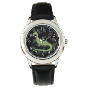 Reloj De Pulsera Dinosaurio Verde Bonito