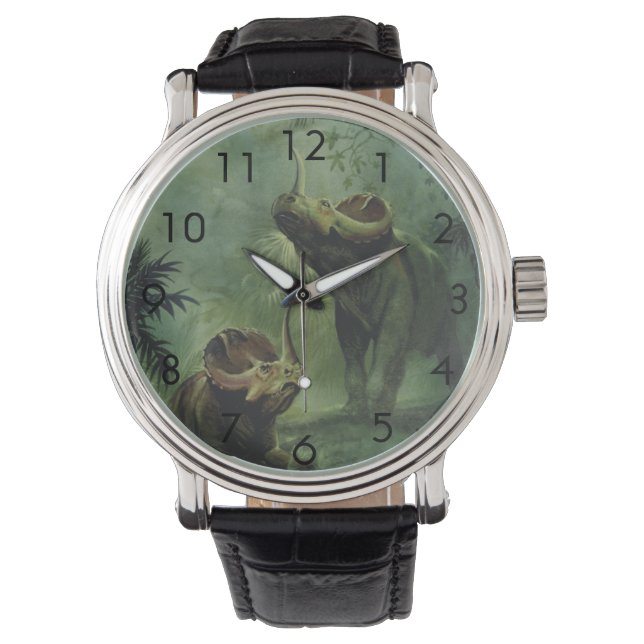 Reloj De Pulsera Dinosaurios antiguos, Centrosaurus en la selva (Anverso)