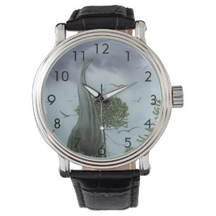 Reloj De Pulsera Dinosaurios Antiguos, Sauroposeidon con Aves Volan