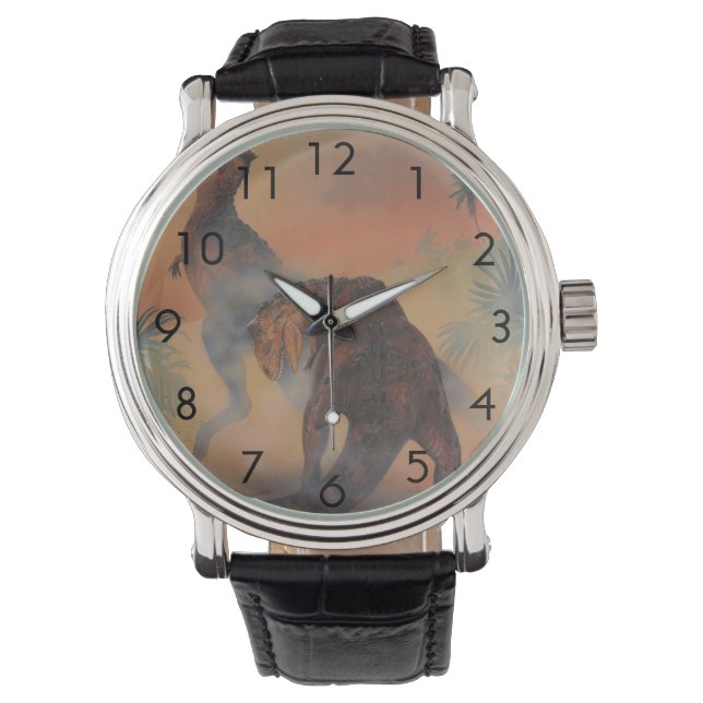 Reloj De Pulsera Dinosaurios de época, carnotaurus rugiendo en la j (Anverso)