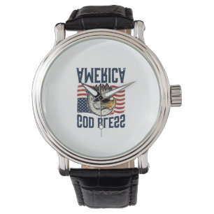 Reloj De Pulsera Dios Bendiga América Águila Patriótica Diseño Vect