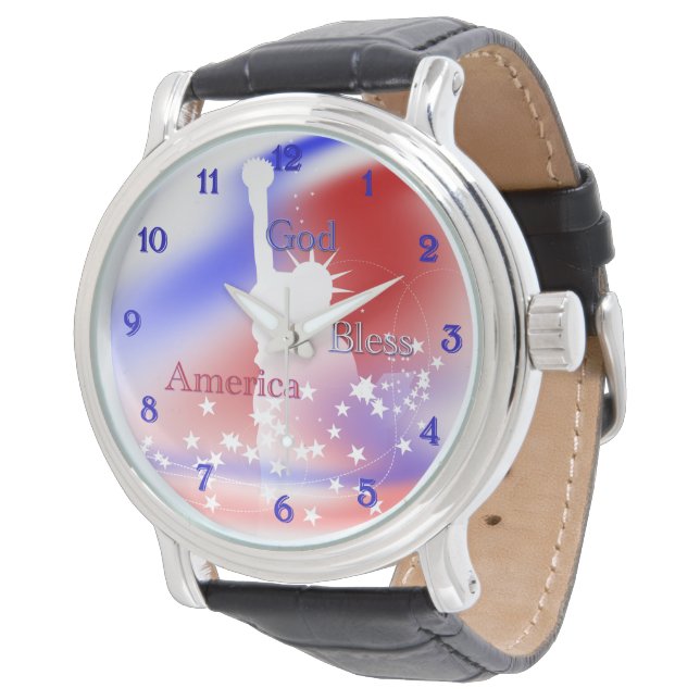 Reloj De Pulsera Dios bendiga la libertad de Estados Unidos (Angular)