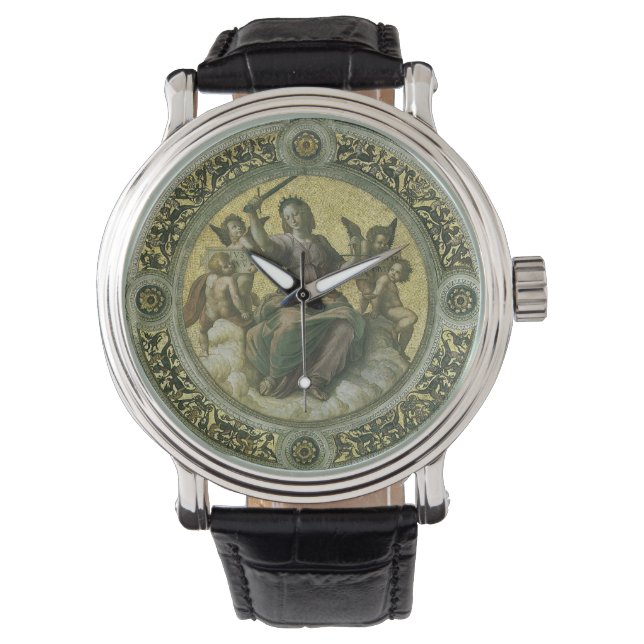 Reloj De Pulsera Diosa romana Justicia con ángeles de Raphael (Anverso)