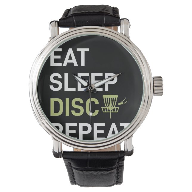 Reloj De Pulsera Disc Golf Player | Eat Sleep Disc Golf Repeat (Anverso)