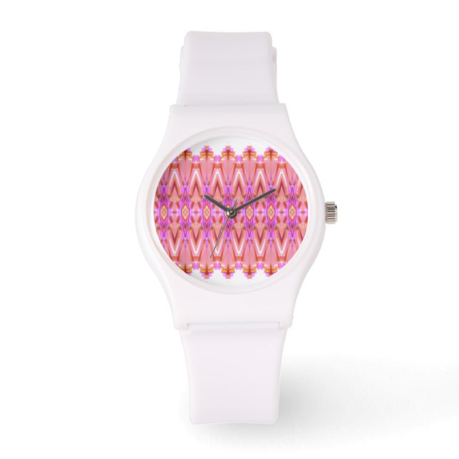 Reloj De Pulsera Diseñador con patrones Girly Pink (Anverso)
