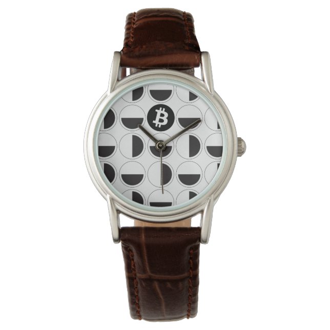Reloj De Pulsera Diseñador de bitcoin en blanco y negro (Anverso)