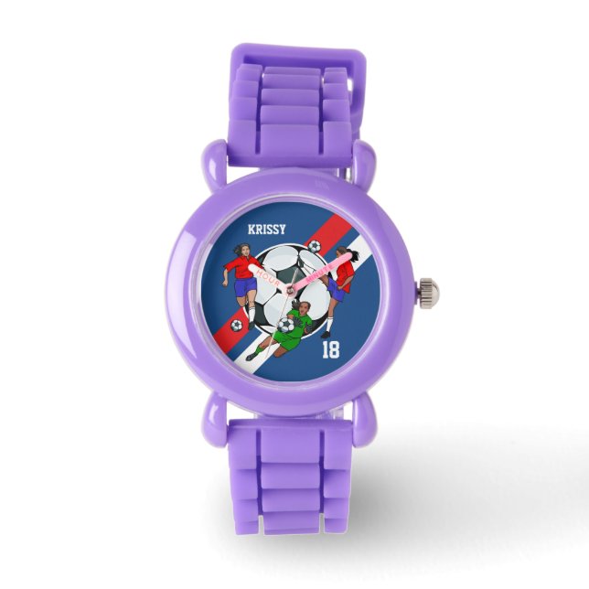 Reloj De Pulsera Diseñador de fútbol de Chicas personalizados (Anverso)