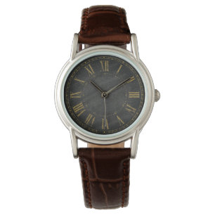 Reloj De Pulsera Diseñadores negros rústicos del número romano d