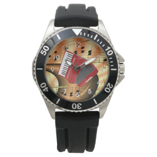 Reloj De Pulsera Diseño abstracto de acordeón rojo