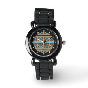 Reloj De Pulsera Diseño al sudoeste gris de la turquesa