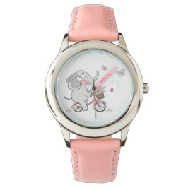 Reloj De Pulsera Diseño animal de elefante caprichoso en bicicleta 