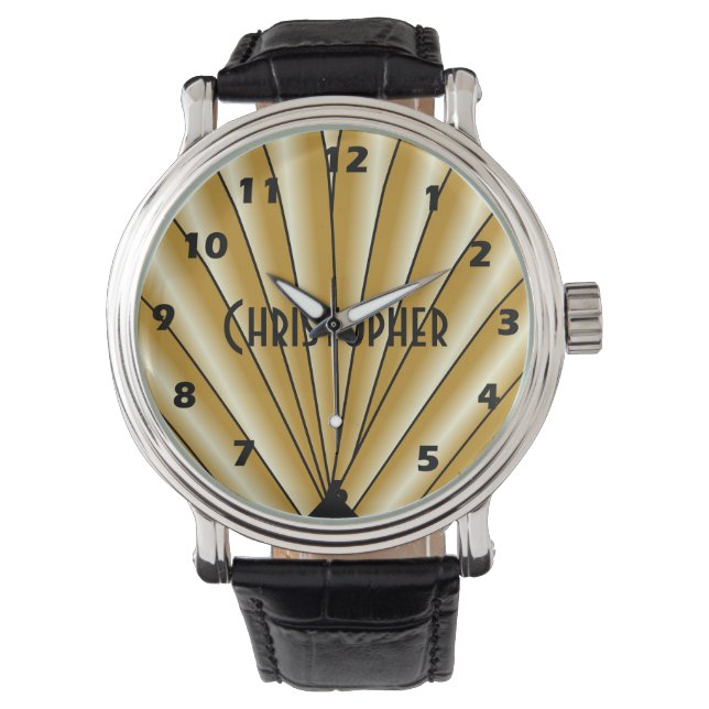 Reloj De Pulsera Diseño Art Déco de Oro (Anverso)