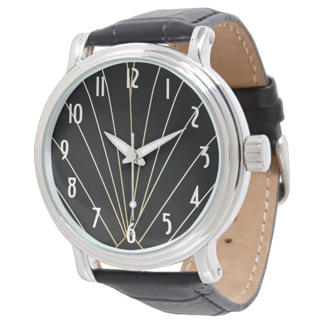 Reloj De Pulsera Diseño Art Deco Negro (Angular)