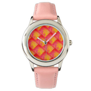 Reloj De Pulsera Diseño artístico naranja de color rosa salmón con 