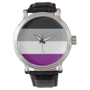 RELOJ DE PULSERA DISEÑO ASEXUAL DE LAS RAYAS DEL ORGULLO - .PNG