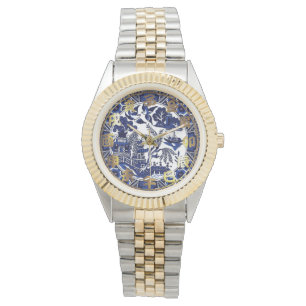 Reloj De Pulsera Diseño azul azul y blanco del sauce de China