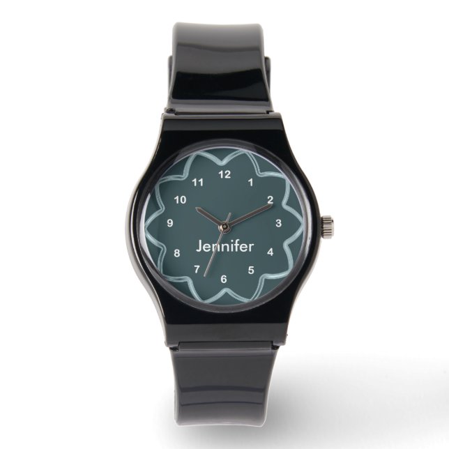 Reloj De Pulsera Diseño azul Verde azulado abstracto personalizado (Anverso)