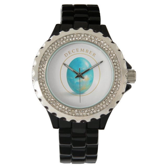 Reloj De Pulsera Diseño Birthstone de diciembre - Turquesa y tanzan (Anverso)