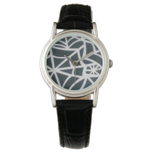 Reloj De Pulsera Diseño Black Spider Web Black Leather Wriather Wat