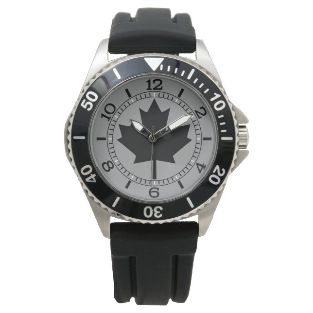 Reloj De Pulsera Diseño canadiense de hojas de arce negro (Anverso)