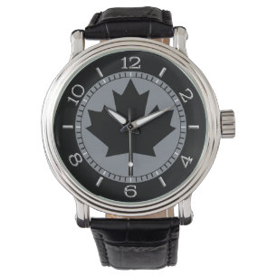 Reloj De Pulsera Diseño canadiense de hojas de arce negro