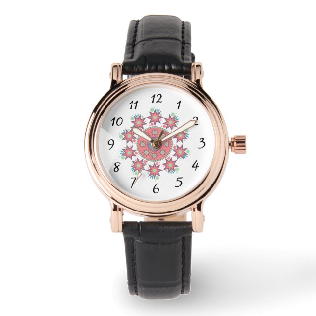 Reloj De Pulsera Diseño circular rosa eWatch Woman Square Watch (Anverso)